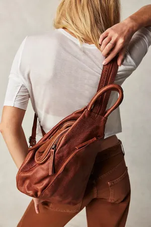 Free People Leather Soho Convertible Backpack- Distressed Brown
