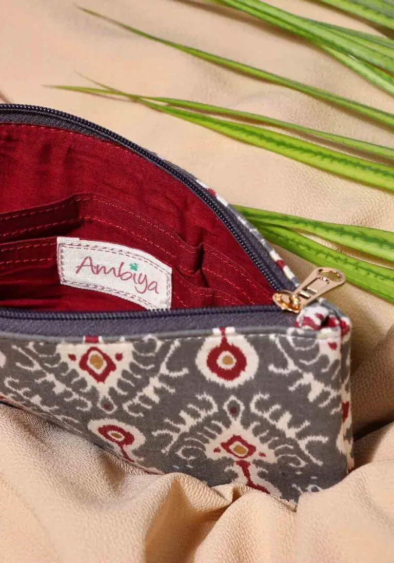 Olive Shaft HandBlock Print Fabric Multiutility Pouch