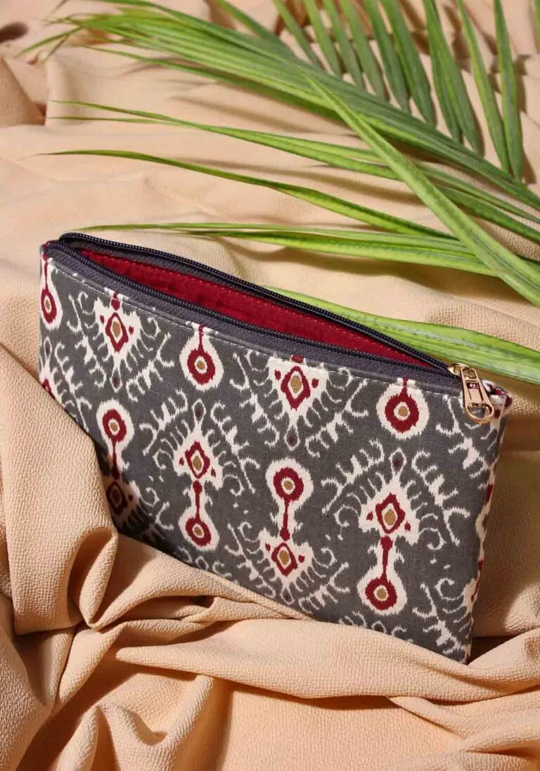 Olive Shaft HandBlock Print Fabric Multiutility Pouch